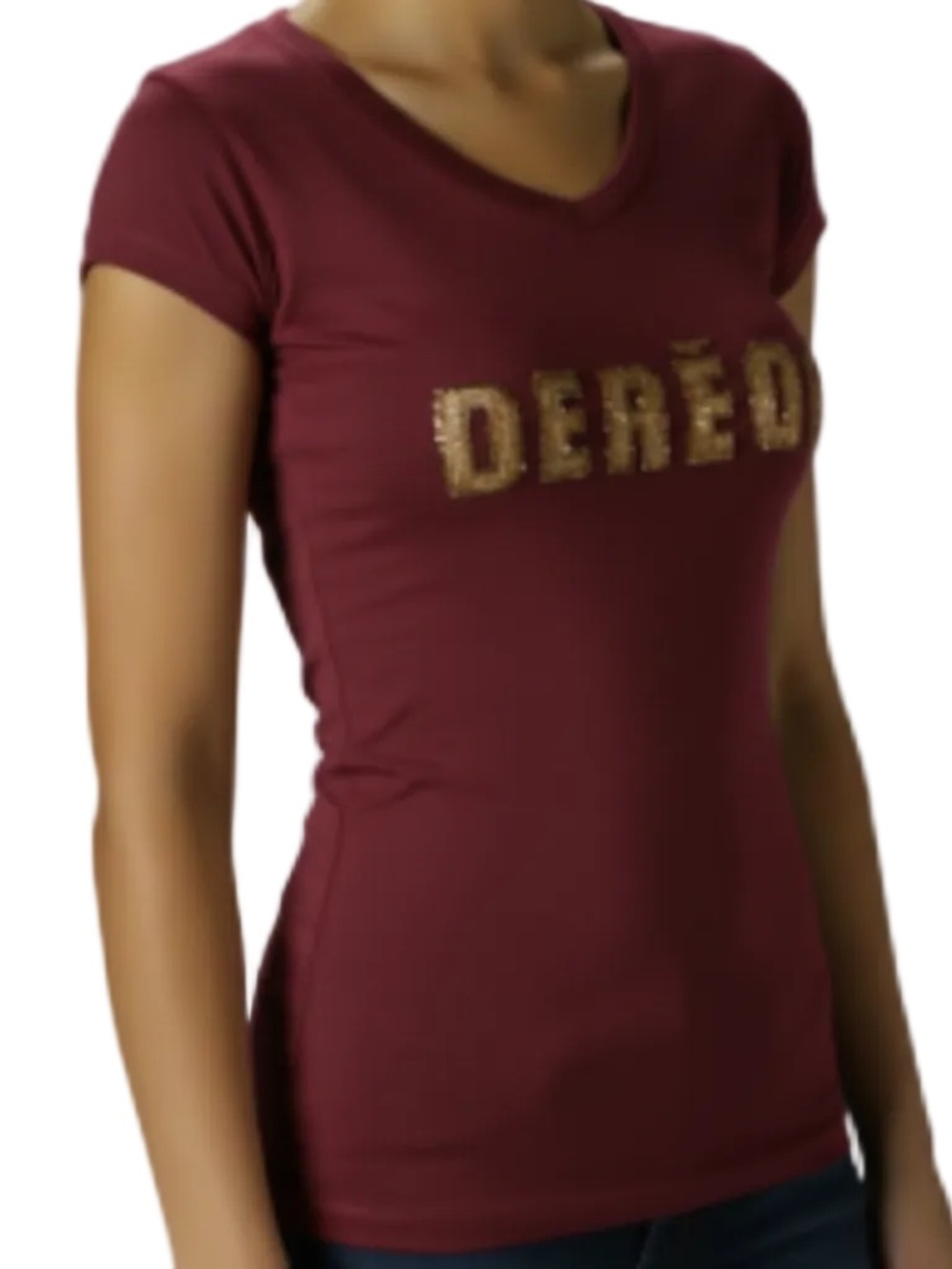 NEW Dereon Beyonce Y2K logo Burgundy Red  Gold Jeweled Shirt  Top sz L